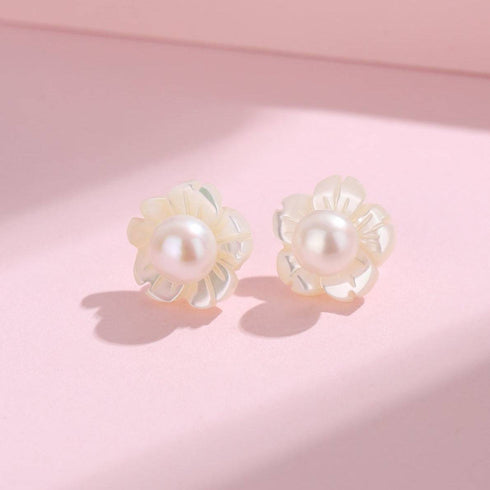 6-7mm Floral Freshwater Pearl Ear Stud Earrings - House Of Pearls